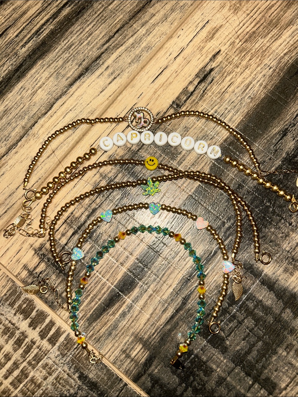 Hazel Boutique Gold-Tone Capricorn Beaded Charm Bracelet Set